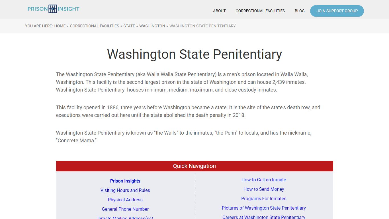 Washington State Penitentiary - Prison Insight